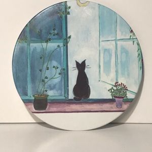 Black Cat Sitting in Window Melamine Tray